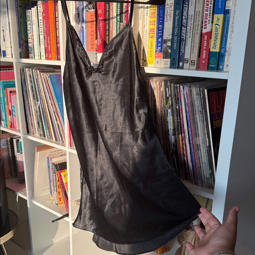 Black Satin Slip Dress